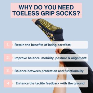 Tucketts Anklet Toeless Non-Slip Grip Socks - Anti Skid Yoga, Barre, Pilates, Home & Leisure, Pedicure - L/XL - 1 pair Blue Effervescent Large