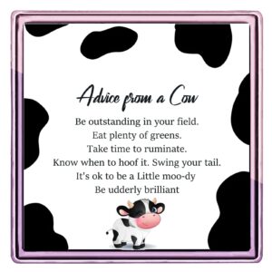 Cow Gifts for Cow Lovers Women Cow Bracelet Advice from a Cow Jewelry Cow Mom Gifts Cow Owner Gift (White)