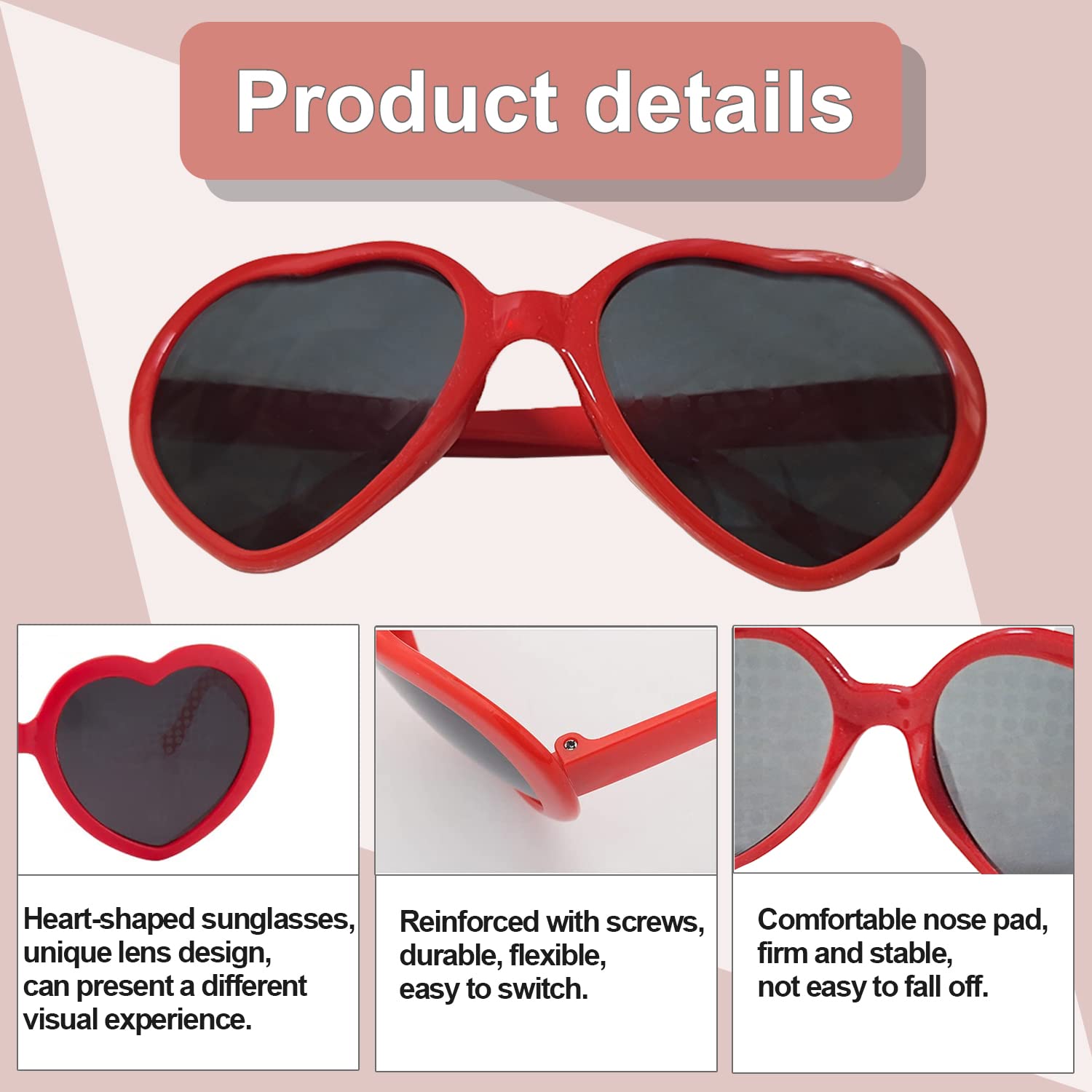 2 Pack Heart Shaped Diffraction Glasses for Women, Heart Effect Sunglasses are Perfect for Valentines Day Accessories, Rave Party, Wedding Party, Musical Evening, Fireworks Shows.