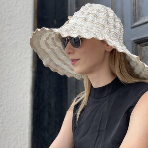 Women Folding Vintage Outdoor Sun Hats for Beach Garden Travelling UV Protection Beige