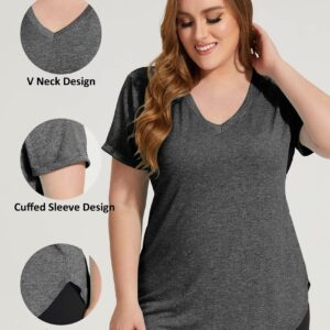 FOREYOND Plus Size Workout Tops for Women Short Sleeves Shirts Sport Tee Clothing Loose Fit Athletic Yoga Running Summer Shirts