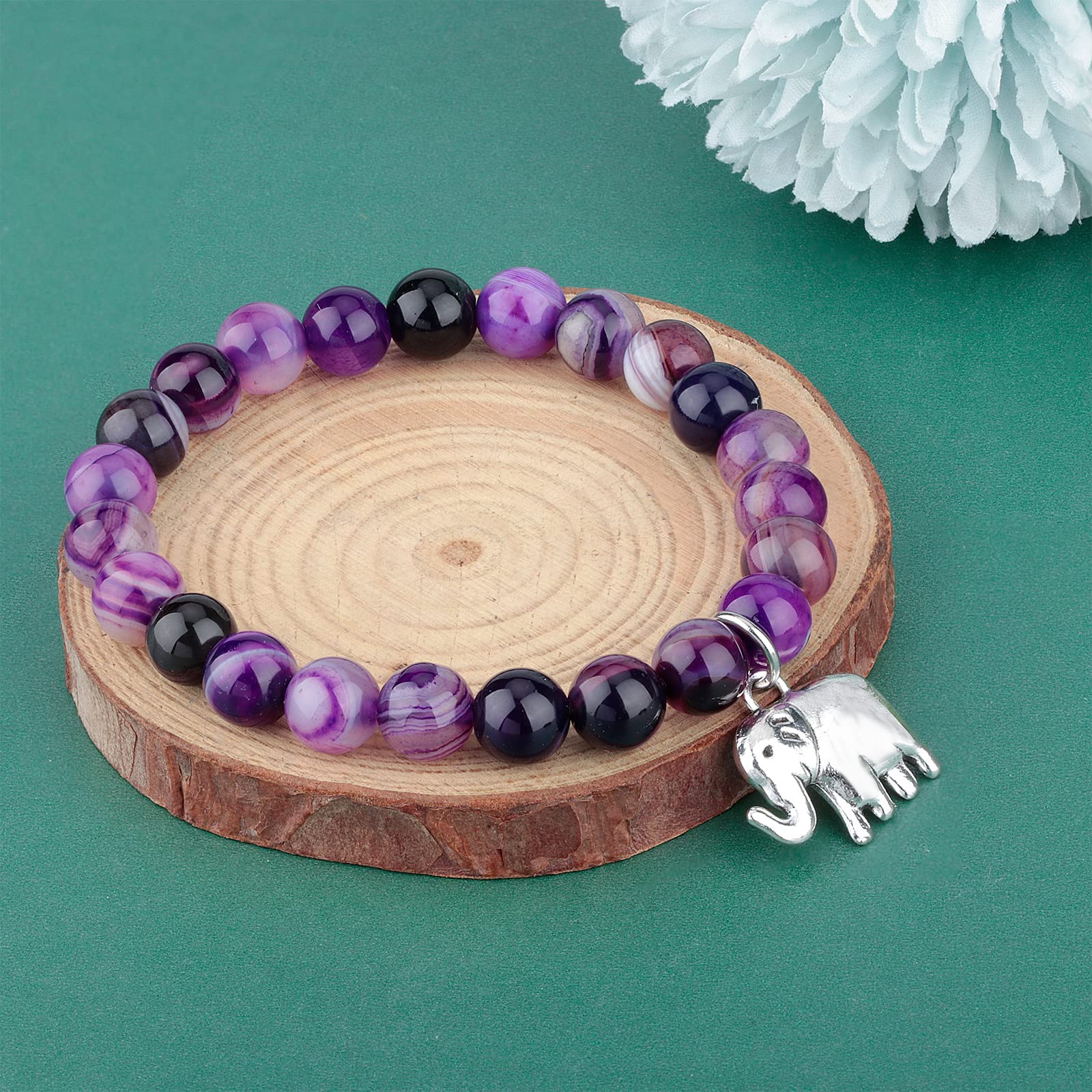 ARHTF Lucky Elephant Bracelet for Women Elephant Gifts Never Forget How Strong You Are Elephant Inspirational Gifts (purple elephant)