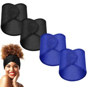 Haysandy Hair Wrap, 4 Pieces Mesh Hair Wrap for Black Women - Face Wash Makeup Hair Accessories Headbands (Black, Blue, 1 Count Pack of 1)