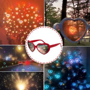 2 Pack Heart Shaped Diffraction Glasses for Women, Heart Effect Sunglasses are Perfect for Valentines Day Accessories, Rave Party, Wedding Party, Musical Evening, Fireworks Shows.