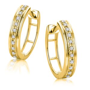 orovi 0.07 carat diamond hoop earrings for women - 14k yellow gold earrings for women - elegant timeless womens earrings set - small hoop earrings for women - jewelry for women