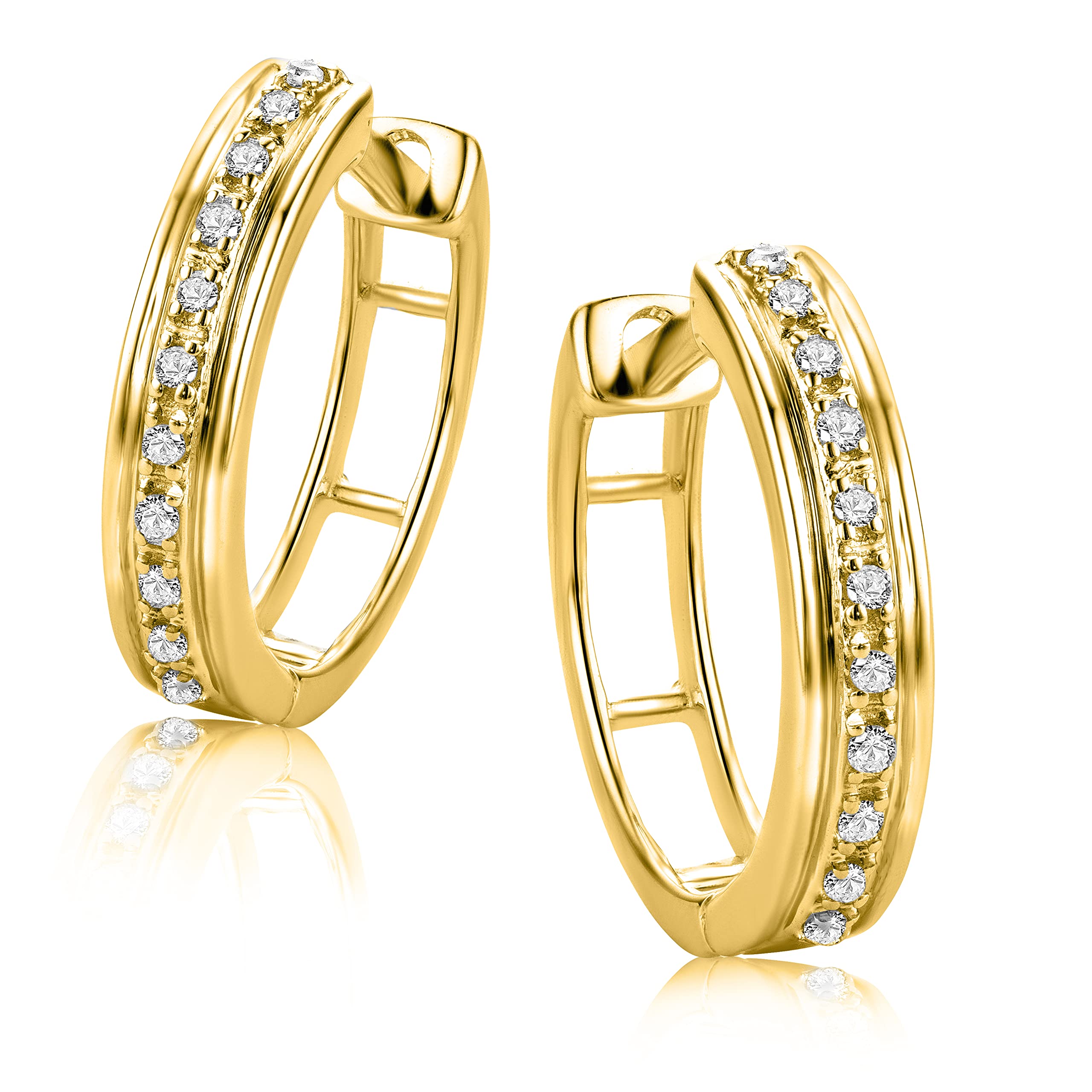 Orovi 0.07 Carat Diamond Hoop Earrings for Women - 14K Yellow Gold Earrings for Women - Elegant Timeless Womens Earrings Set - Small Hoop Earrings for Women - Jewelry for Women