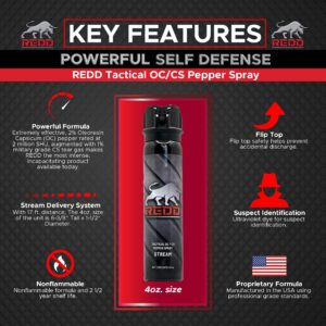 NW Self Defense Products Redd, Tactical OC/CS Pepper Spray - Flip Top Stream (4 oz)