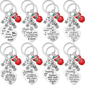 kigeli 16 pieces teacher appreciation gift teacher keychain heart shape pendant key chain graduation back to school christmas thank you gift for teacher