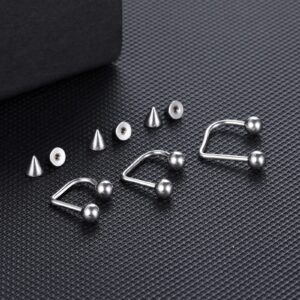 Xpircn 16G Stainless Steel Lip Monroe Medusa Stud Piercing Ball Cone Lippy Loop Labret U Shaped Lip Rings Piercing Jewelry 8mm 10mm (Silver)