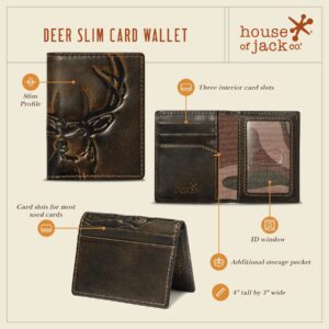 House of Jack Co. DEER Slim Card Wallet | Minimalist Bifold Card Holder| Full Grain Cowhide with Handburnished Finish | Slim Wallet For Men