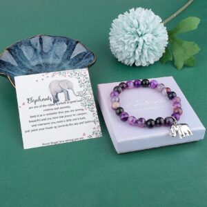 ARHTF Lucky Elephant Bracelet for Women Elephant Gifts Never Forget How Strong You Are Elephant Inspirational Gifts (purple elephant)