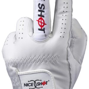 Nice Shot Bundle The Bird Men's Right Hand Cadet Medium White Cabretta Leather Golf Glove Patented Design Golf Tees - Express Yourself - 3 1/4 Inch Golf Tees - 12 Pack