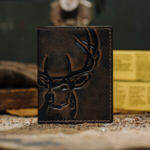 House of Jack Co. DEER Slim Card Wallet | Minimalist Bifold Card Holder| Full Grain Cowhide with Handburnished Finish | Slim Wallet For Men