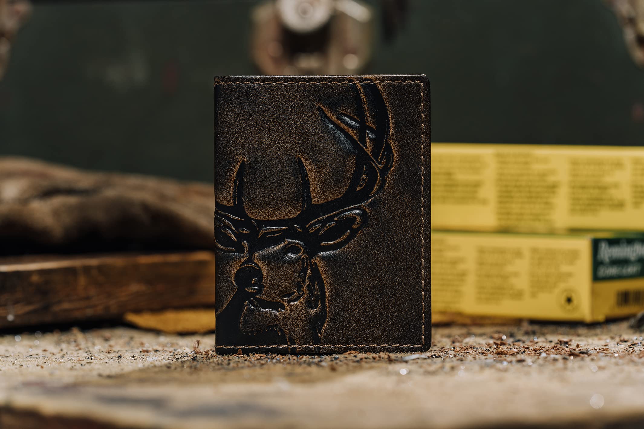 House of Jack Co. DEER Slim Card Wallet | Minimalist Bifold Card Holder| Full Grain Cowhide with Handburnished Finish | Slim Wallet For Men