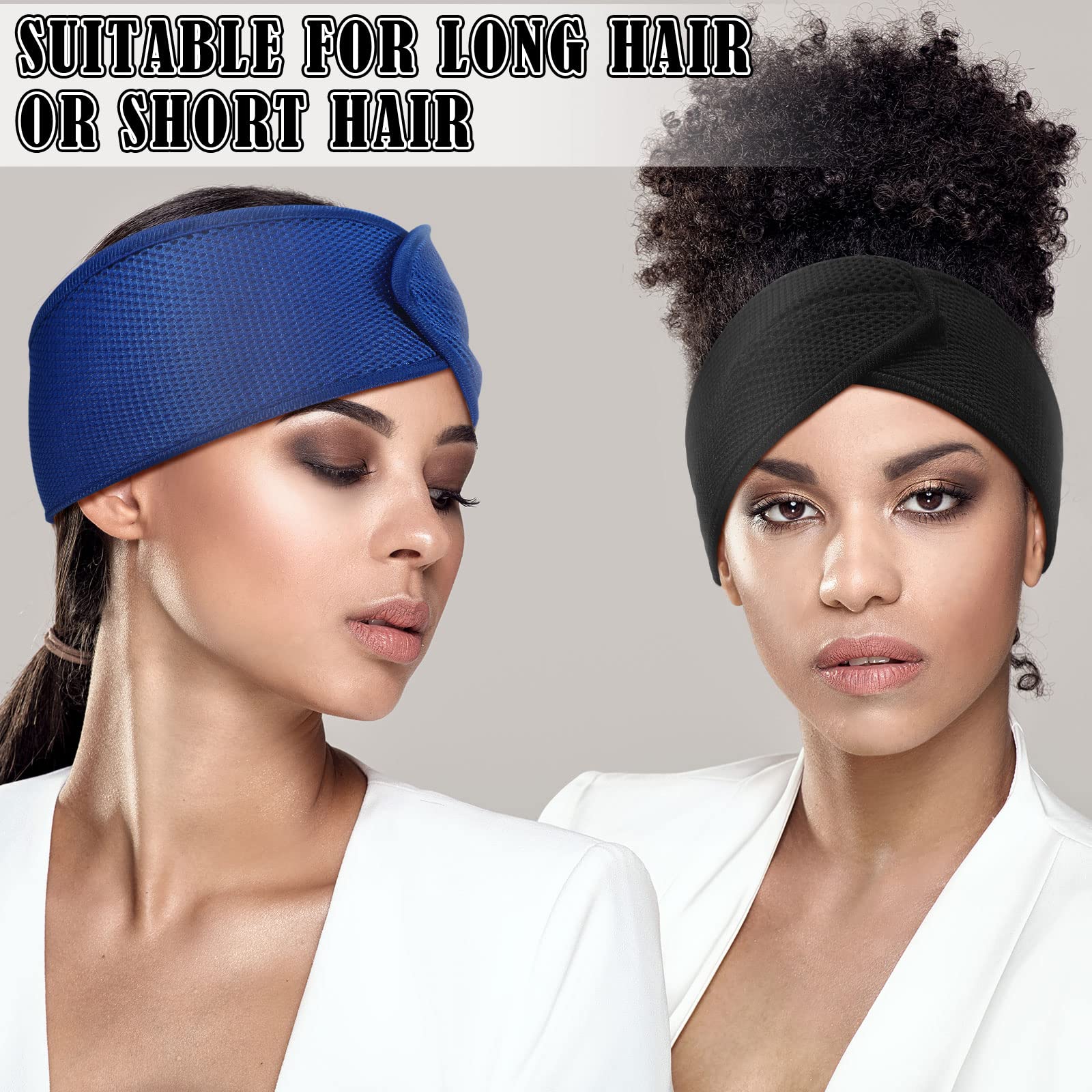 Haysandy Hair Wrap, 4 Pieces Mesh Hair Wrap for Black Women - Face Wash Makeup Hair Accessories Headbands (Black, Blue, 1 Count Pack of 1)