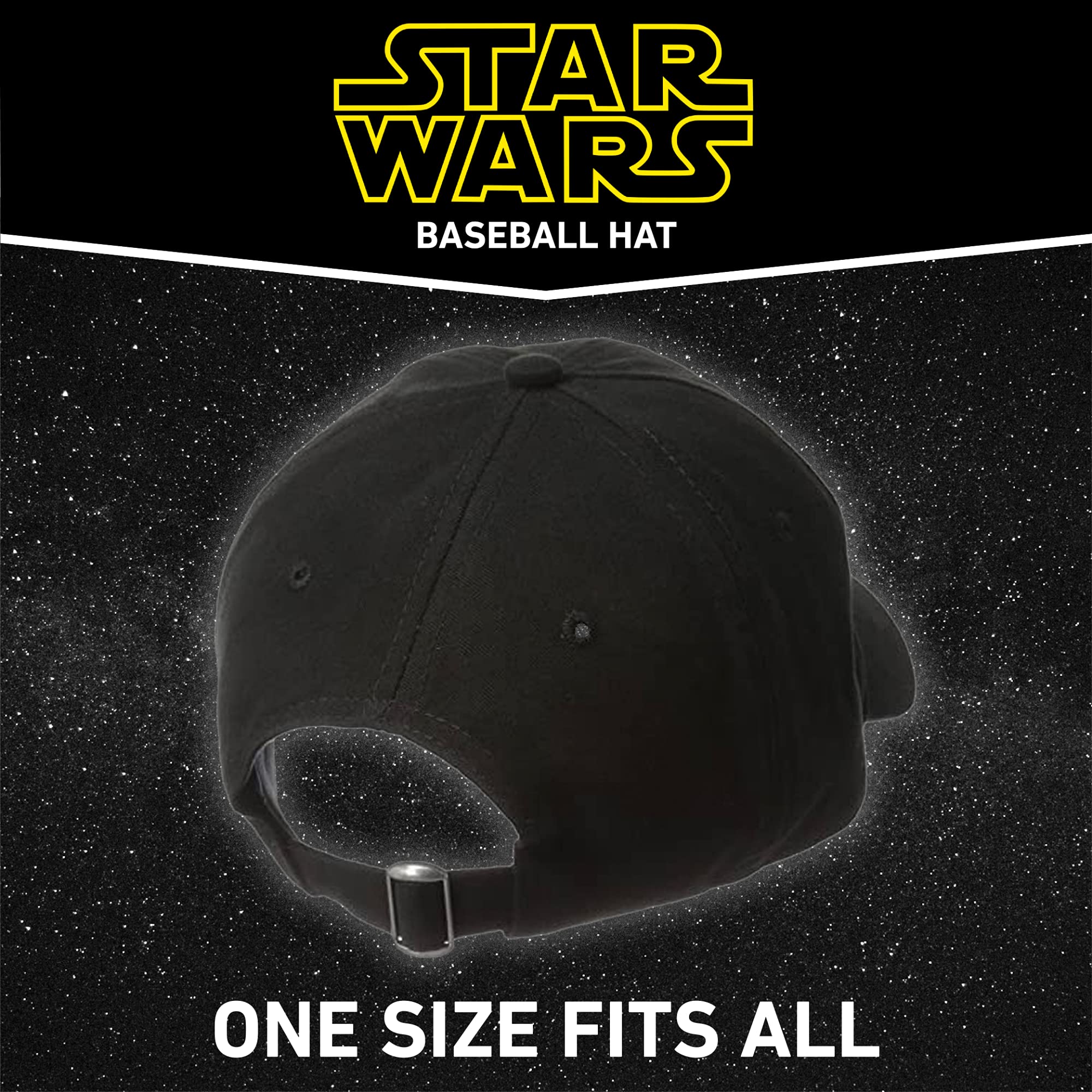 Concept One Star Wars Dad Hat, Darth Vader, R2-D2 and Stormtrooper Cotton Adult Baseball Cap with Curved Brim, Black, One Size