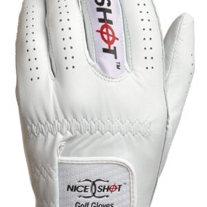 Nice Shot Bundle The Bird Men's Right Hand Cadet Medium White Cabretta Leather Golf Glove Patented Design Golf Tees - Express Yourself - 3 1/4 Inch Golf Tees - 12 Pack