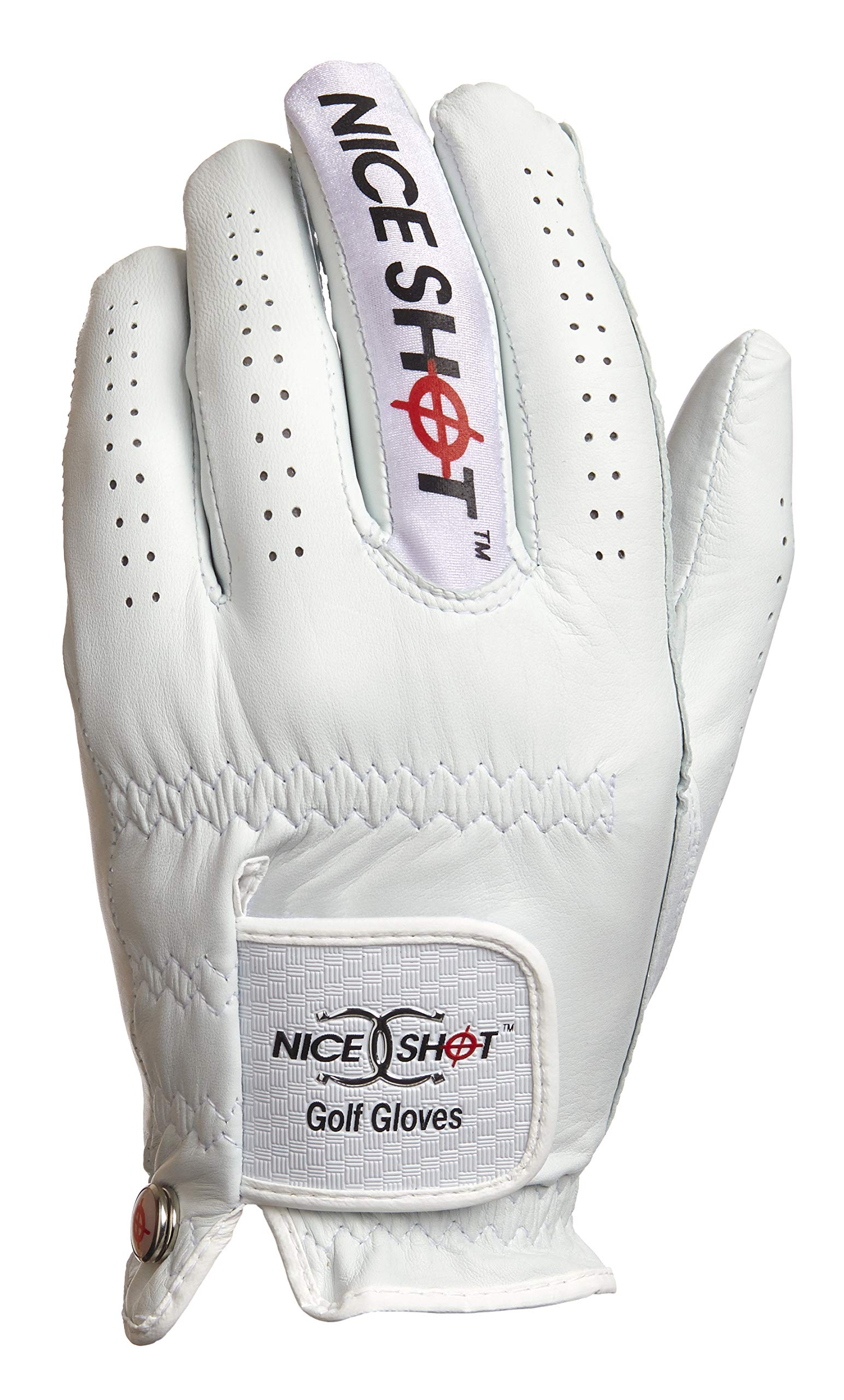 Nice Shot Bundle The Bird Men's Right Hand Cadet Medium White Cabretta Leather Golf Glove Patented Design Golf Tees - Express Yourself - 3 1/4 Inch Golf Tees - 12 Pack