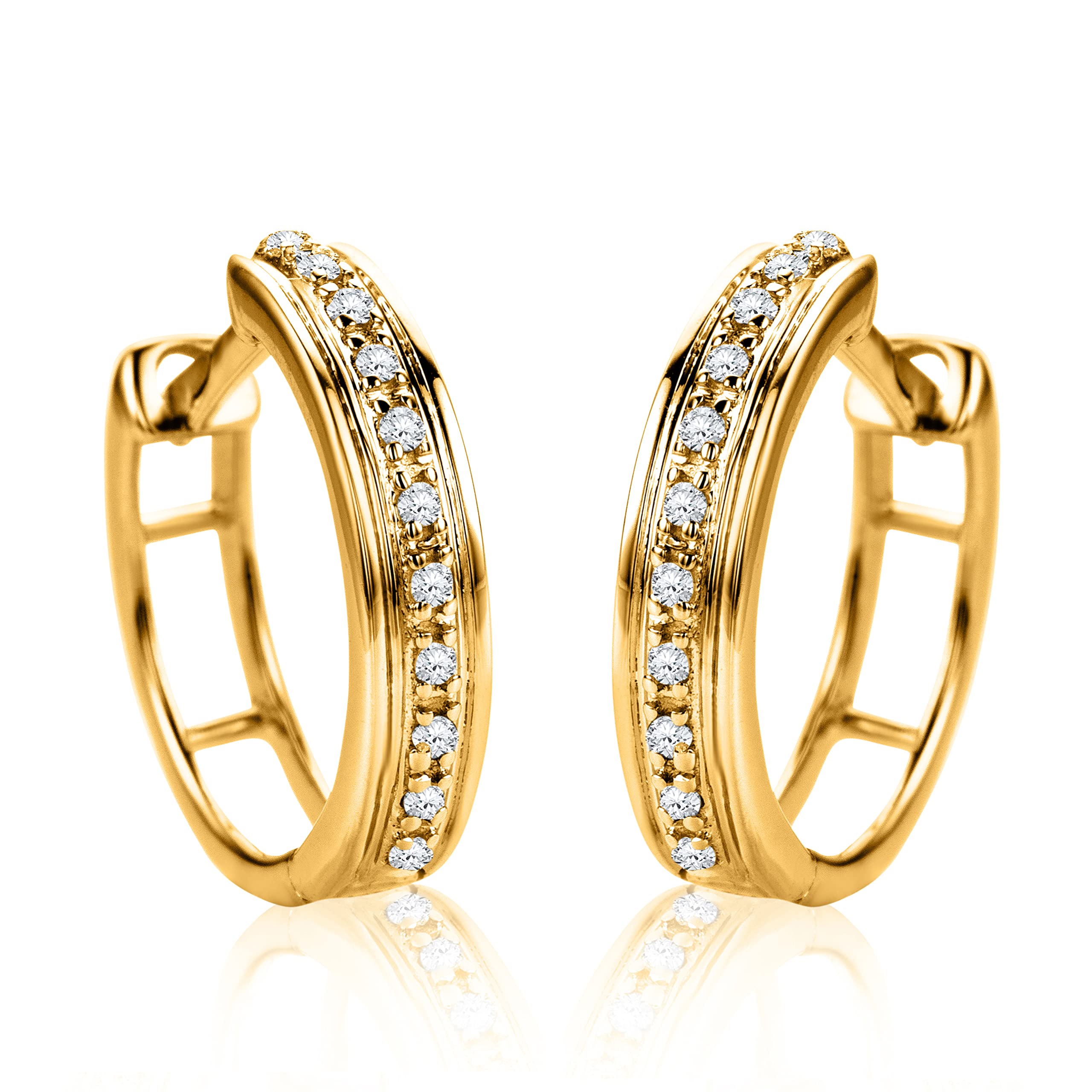 Orovi 0.07 Carat Diamond Hoop Earrings for Women - 14K Yellow Gold Earrings for Women - Elegant Timeless Womens Earrings Set - Small Hoop Earrings for Women - Jewelry for Women