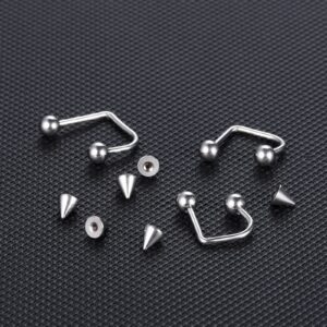 Xpircn 16G Stainless Steel Lip Monroe Medusa Stud Piercing Ball Cone Lippy Loop Labret U Shaped Lip Rings Piercing Jewelry 8mm 10mm (Silver)