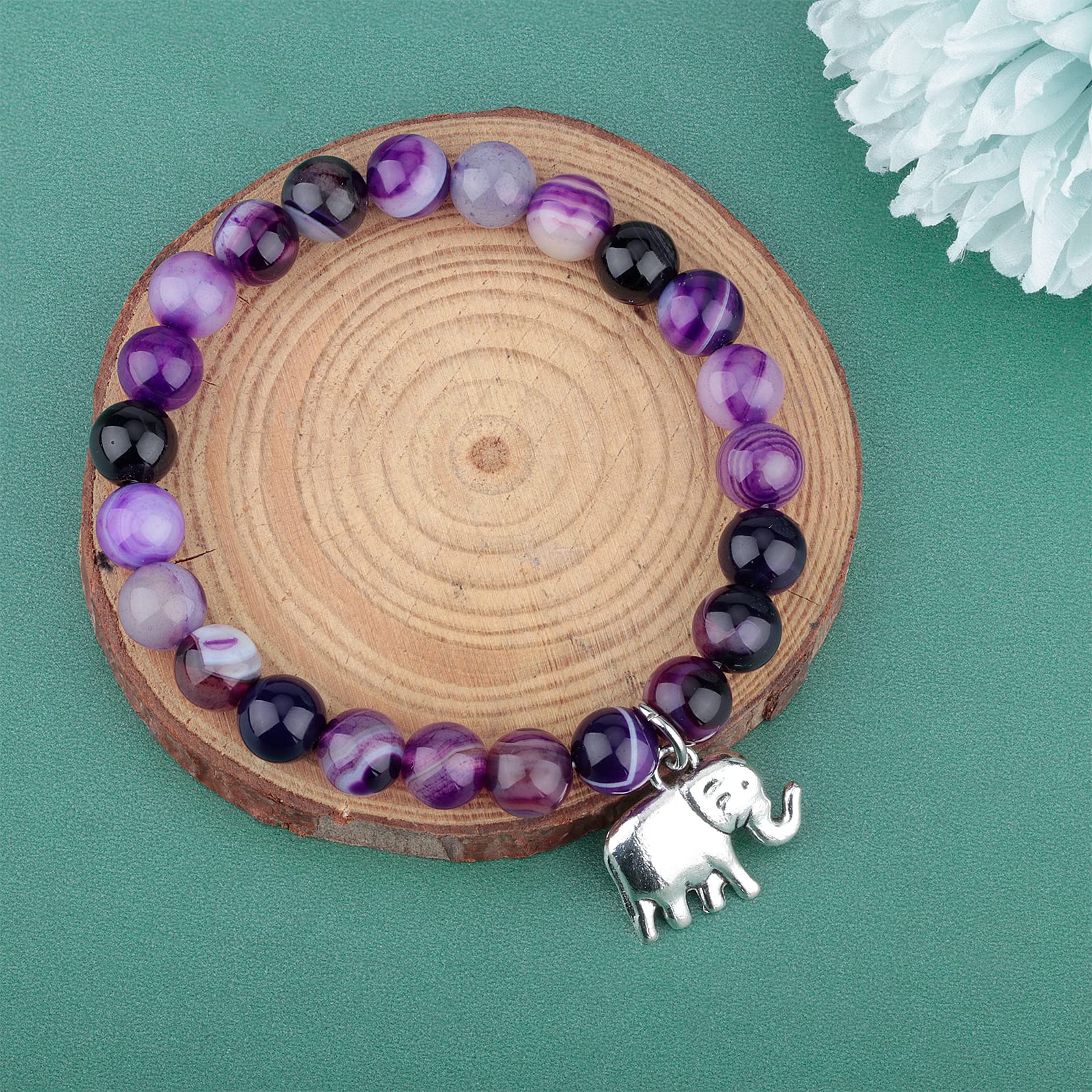 ARHTF Lucky Elephant Bracelet for Women Elephant Gifts Never Forget How Strong You Are Elephant Inspirational Gifts (purple elephant)