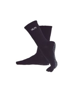 selty non slip crew toe socks for women - pilates, yoga, barre socks with grips (black)