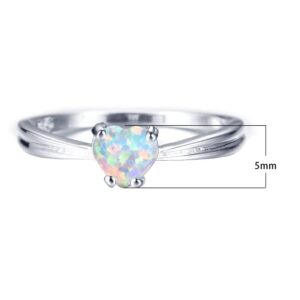 Izpack Opal Love Heart Statement Ring Sterling Silver Plated Created Birthstone Hearts Promise Endless Wedding Engagement Finger Bands Fashion Jewelry Gifts for Women Bride (6)