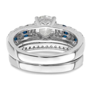 IceCarats 925 Sterling Silver Blue White Cubic Zirconia CZ Engagement Wedding Band Ring R Size 7