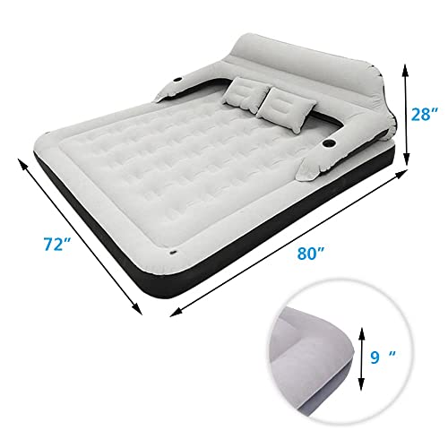 Tialoer King Size Inflatable Air Mattress Sofa Bed for Camping with Adjustable Back Sofa（No Air Pump）