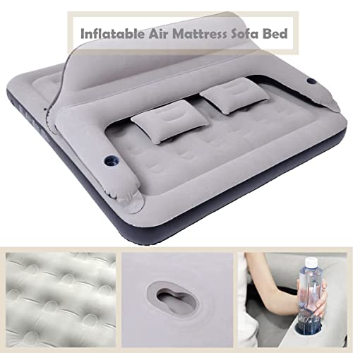 Tialoer King Size Inflatable Air Mattress Sofa Bed for Camping with Adjustable Back Sofa（No Air Pump）