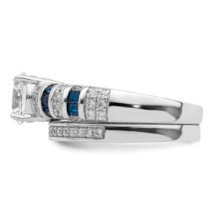 IceCarats 925 Sterling Silver Blue White Cubic Zirconia CZ Engagement Wedding Band Ring R Size 7