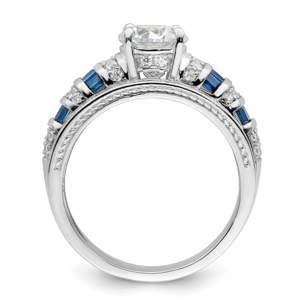 IceCarats 925 Sterling Silver Blue White Cubic Zirconia CZ Engagement Wedding Band Ring R Size 7