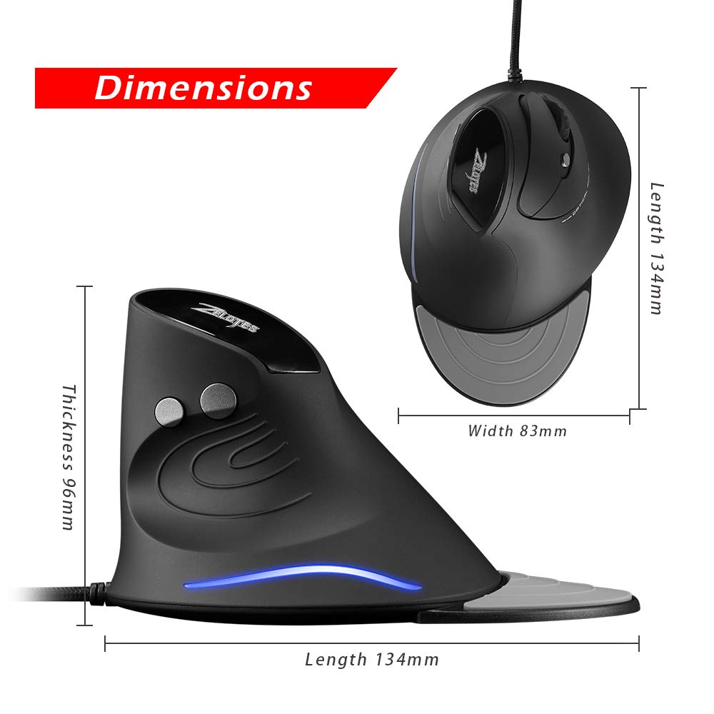 zelotes Computer Mouse for Laptop,3200DPI Ergonomic Mouse,6 Buttons USB Vertical Wired Mouse,Optical Laptop Mouse,Corded Mouse for PC,Mac