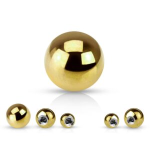 10 pc 16g titanium threaded replacement ball for eyebrow ear cartilage piercing 3mm - gold