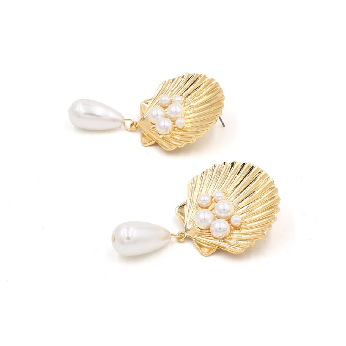 Seashell Earrings for Women, Sea Shell Earrings, Pearl Seashell Dangle Earrings Hypoallergenic, Cute Shell Earrings Studs, Cowrie Shell Drop Earrings, Shell Jewelry -s Funny Earrings