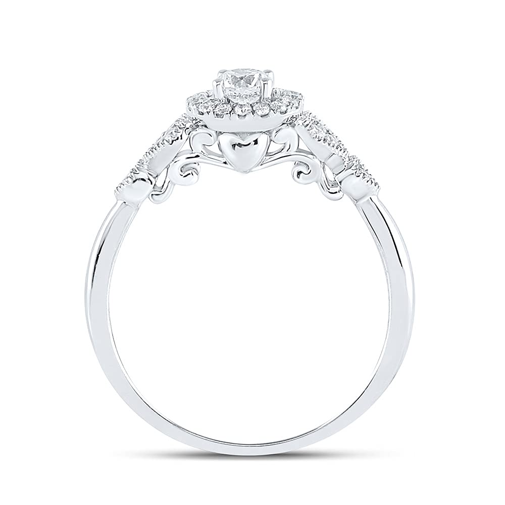 Dazzlingrock Collection 14kt White Gold Round Diamond Solitaire Bridal Wedding Engagement Ring 1/2 Cttw