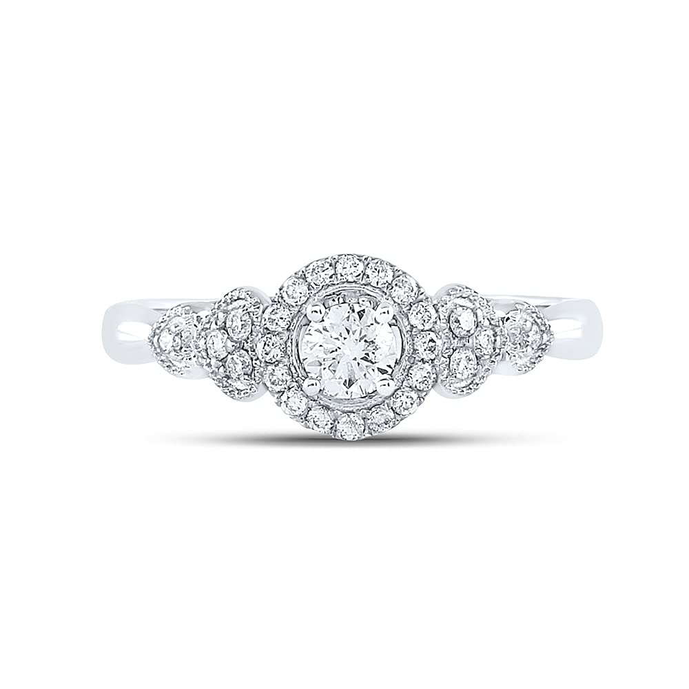 Dazzlingrock Collection 14kt White Gold Round Diamond Solitaire Bridal Wedding Engagement Ring 1/2 Cttw