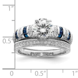 IceCarats 925 Sterling Silver Blue White Cubic Zirconia CZ Engagement Wedding Band Ring R Size 7