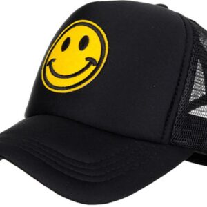 RUINUO Smile Face Baseball Cap Adjustable Trucker Hat Foam Mesh Back Hats