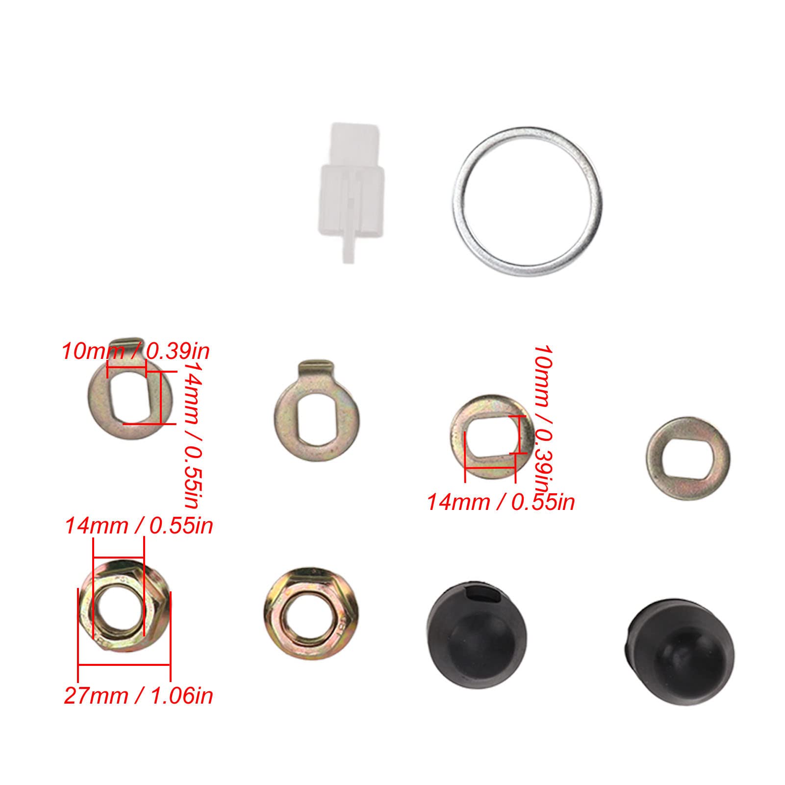 Hub Motor Nuts Kit, Steel Bike Wheel Axle Nut M14 Nuts Washer Kit with 14mm Shaft for Electric Bikes Scooters Bike Component Bike Axle Nut