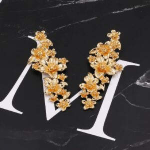 Flower Earrings for Women, Flower Floral Earrings Flower Chandelier Dangle Earrings Hypoallergenic, Gold Hawaiian Flowers Drop Earrings, Flower Jewelry Funny Earrings