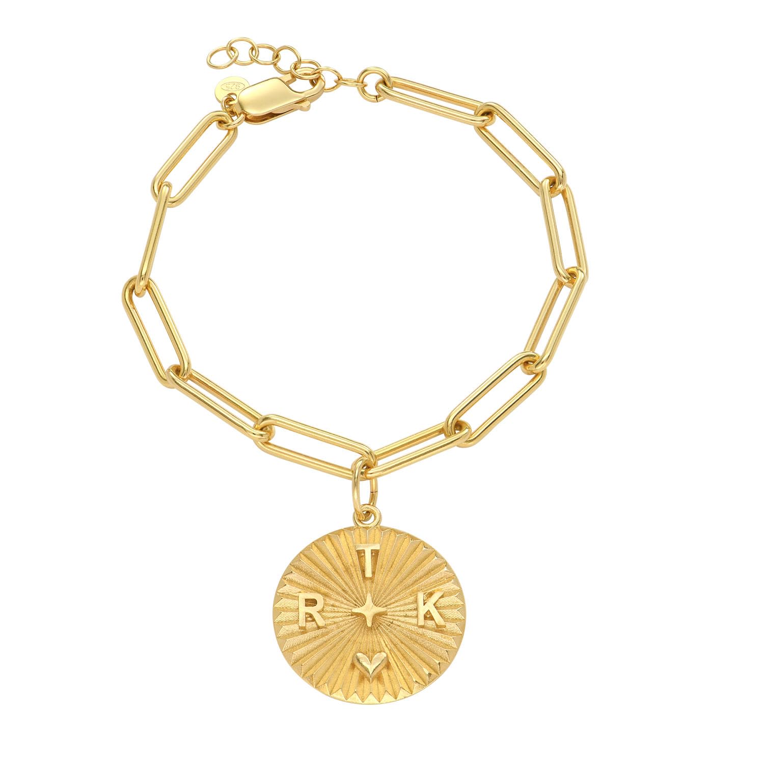 Oak&Luna - Dainty Personalized Initial Medallion Bracelet - in Precious 18K Gold Vermeil/Gift for Her, Woman, Mother/For Anniversary, Mother's Day, Birthday (18K Gold Vermeil)