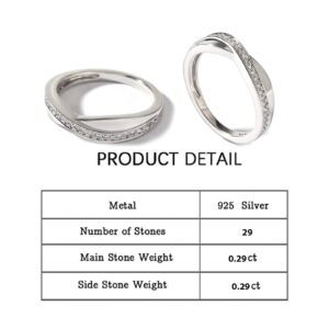 Jeulia Sterling Silver Couple Band for His and Her Stylish Crossover Polished Adjustable Matching Anniversary Wedding Diamond rings Engraving Jewelry Set Valentine Day with Gift Box (Women's band, 9.5)