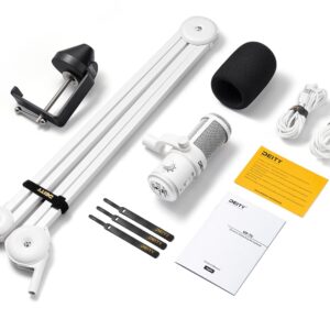 Deity VO-7U Boom Arm Kit USB Dynamic Podcast Microphone with RGB Lights for Game Podcast Stream YouTube (White)