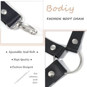 BODIY Men's Leather Suspenders Belt Shoulder Strap Y-Back Silver Swivel Hook Adjustable Button Tuxedo Suspender Body Harness for Men