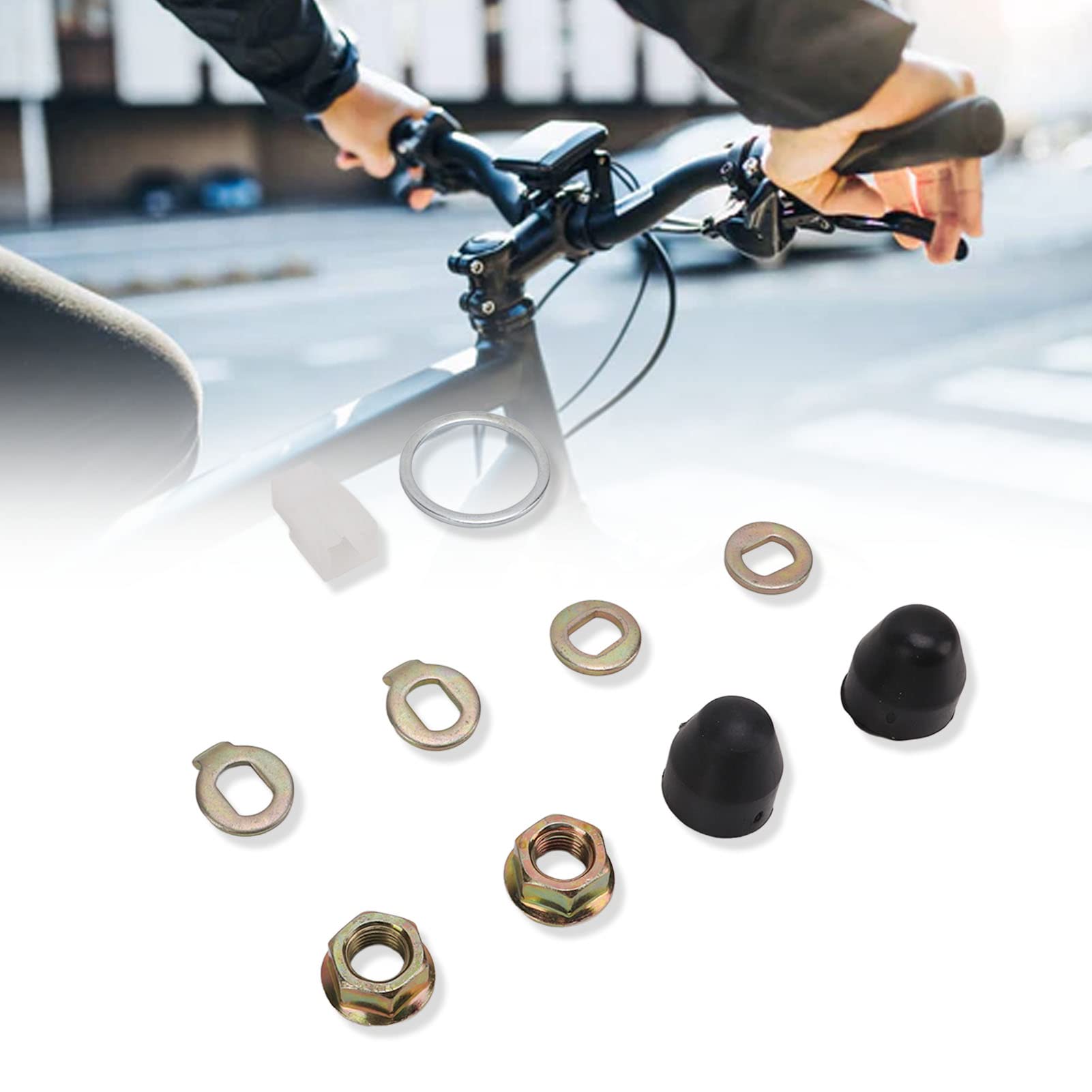 Hub Motor Nuts Kit, Steel Bike Wheel Axle Nut M14 Nuts Washer Kit with 14mm Shaft for Electric Bikes Scooters Bike Component Bike Axle Nut