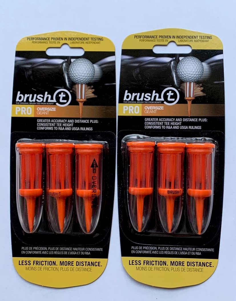 Bonfit New Orange Pro Brush T 2 3/4'' Golf Tees - 2 Packs - 6 Tees