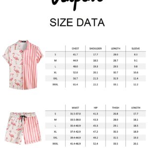 VATPAVE Mens Flamingo Hawaiian Sets Casual Short Sleeve Button Down Shirts Beach Outfits Large Pink Flamingo Shirt and Shorts