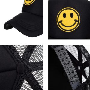 RUINUO Smile Face Baseball Cap Adjustable Trucker Hat Foam Mesh Back Hats