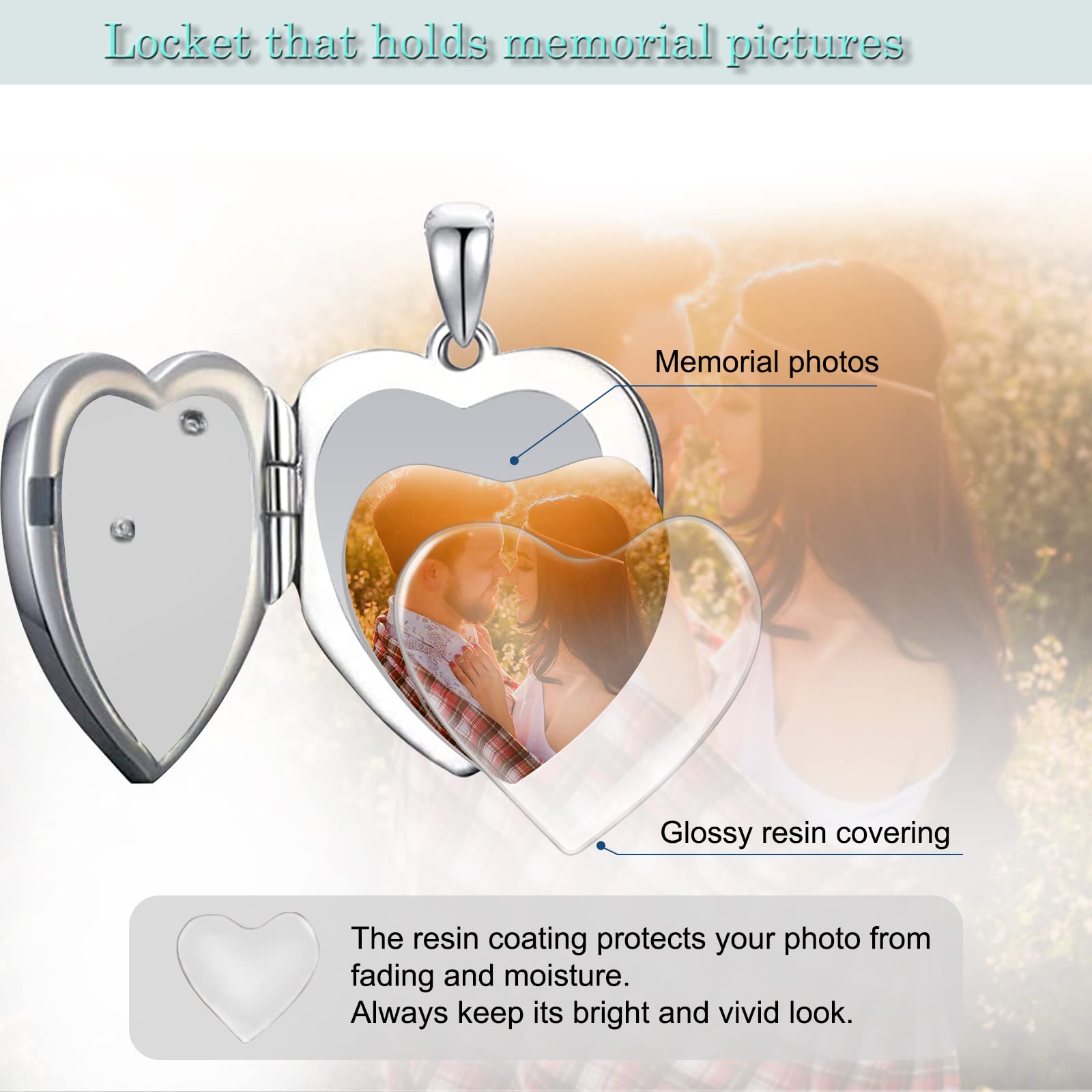 SOULMEET Personalized 10k 14k 18k Solid White Gold Infinity Sunflower Locket Necklace That Holds 1 Picture Photo Heart Locket Necklace, You Are My Sunshine" (Custom photo)